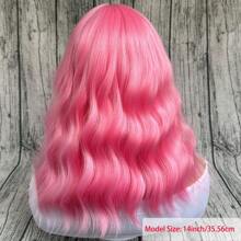 14 Inch Pink Blue Green  White Black Bob Wigs With Bangs For Women Loose Wavy Wig Pastel Wavy Shoulder Length Bob Synthetic Cosplay Wig For Girl Colorful Costume Wigs For Daily Party Use - 粉色 - 查看 6