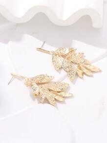 1 Cặp hoa tai tua rua hình lá bất đối xứng phóng đại, hoa tai hình lá khảm cổ điển dành cho phụ nữ - Hoa tai tua rua lá bất đối xứng sáng tạo - Xem 3