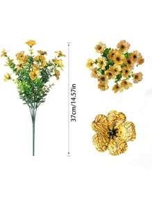 5件装 - 人造花卉植物，户外春夏装饰，彩色雏菊和桉树，抗紫外线，适用于户外、家居、花园、入口装饰（黄色） - 黃色 - 查看 8