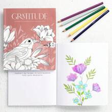 精美成人和女孩着色书 2 套，适合放松 - 感恩和正念着色书，带有励志名言，由于采用穿孔页，您可以将图画展示为对您个人成长的致敬，使其成为一份很棒的礼物，适合返校，学校用品 - 彩色 - 查看 7