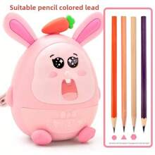 1 件可爱卡通风格学生用铅笔刀，自动进纸，手摇铅笔刀，适合作为学生用品或教师礼物 - 彩色 - 查看 4