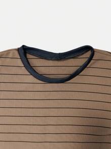 K&K FASHION Ribbed Striped T-Shirt - Óxido marrón - Ver 4