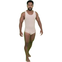 Men's Tank Top Bodysuit UV Fabric Eliminates Fat - Beige - View 2