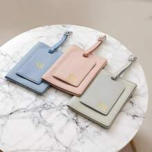 Customized Valentine's Day Monogrammed Initial Passport Cover Case,Personalised Passport Holder Luggage Tag, Passport Case And Luggage Tag,Bridal Party Gifts - Grey - View 5