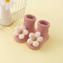4pcs/Set Newborn 0-1-3 Years Baby Soft Bottom Non-Slip Cute Mid-Calf Socks, Suitable For Spring And Autumn