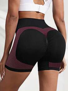 Pantaloncini sportivi aderenti a righe, leggings per yoga, in tessuto elasticizzato con vita alta, coulisse, effetto vita alta e aderenza sui fianchi, morbidi, assorbenti e traspiranti, ideali per attività sportive come running, ciclismo e palestra, per donne
