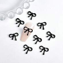 50 piezas Charms de lazos al azar de color negro, blanco y rosa - Cuentas de resina brillante para hacer joyas, manualidades DIY y decoración de uñas
