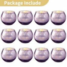 Juego de 6/12 portavelas para velas votivas surtidas de cristal con efecto de mercurio, decoración de mesa para bodas y fiestas de cumpleaños en el hogar