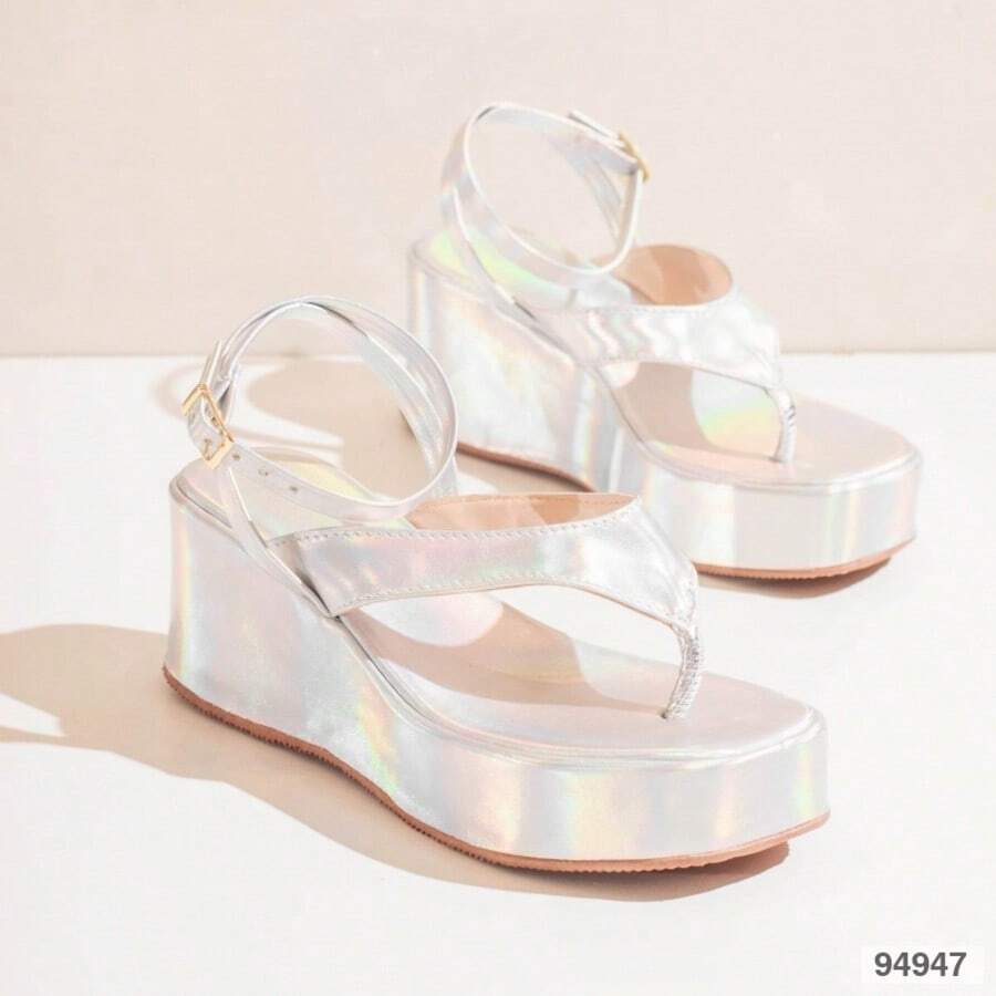 Women Platforms & Wedge Sandals - Plateado - Ver 1