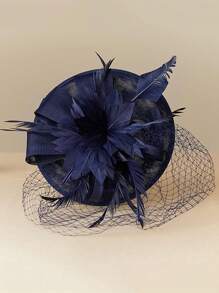 قبعة مصغرة والبصيرة 1 قطعة بريشة وبرقع للحفلات والحفلات الشاي وسباقات كنتاكي والعرس، قبعة صغيرة