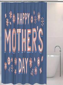 1pc Flower & Letter Print, Mother's Day Element Waterproof Shower Curtain Tapestry, With 12 Hooks Polyester Fabric Bathroom Decor, Waterproof Bathtub Divider, Modern Home Bathroom Decor, Washable, Grommet Top 35inX70in, 47inX70in, 59inX70in, 70inX70in Mother's Day Flowers, Personalized Gifts For Mom, Last Minute Gifts, Mother's Day Ideas, Mothering Sunday Gifts, Handmade Cards For Mum, Best Mother's Day Gifts Under $50