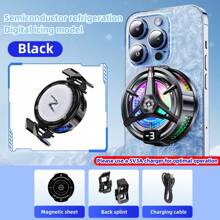 1 pieza Ventilador de refrigeración para teléfono con enfriamiento de semiconductores negro, con pantalla digital, adsorción magnética, compatible con teléfonos Android e iOS, tabletas, juegos, transmisión en vivo, luces RGB, tecnología de enfriamiento de 5V 3A con clip para accesorios de juegos e-sports con silencio