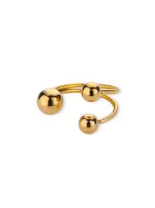 1PC Exaggerated Stainless Steel Bead Ball Rings For Women Men Open Adjustable Gold Color Stainless Steel Ring Waterproof Jewelry Gift
