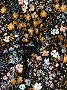 Women's Bohemian Floral Print Flare Maxi Dress, Woven Fabric, Non-Stretch, Flowing