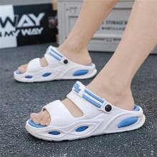 Men's Dual-Color Slide Sandals, Fashionable Thick Sole Non-Slip Outdoor Slippers, Summer New