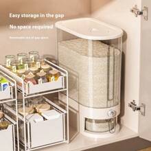 Transparent Rice Dispenser, 22lbs(10L) Large Capacity Rice Storage Container, One-Button Dispensing With Measuring Cup, Suitable For Kitchen Pantry,