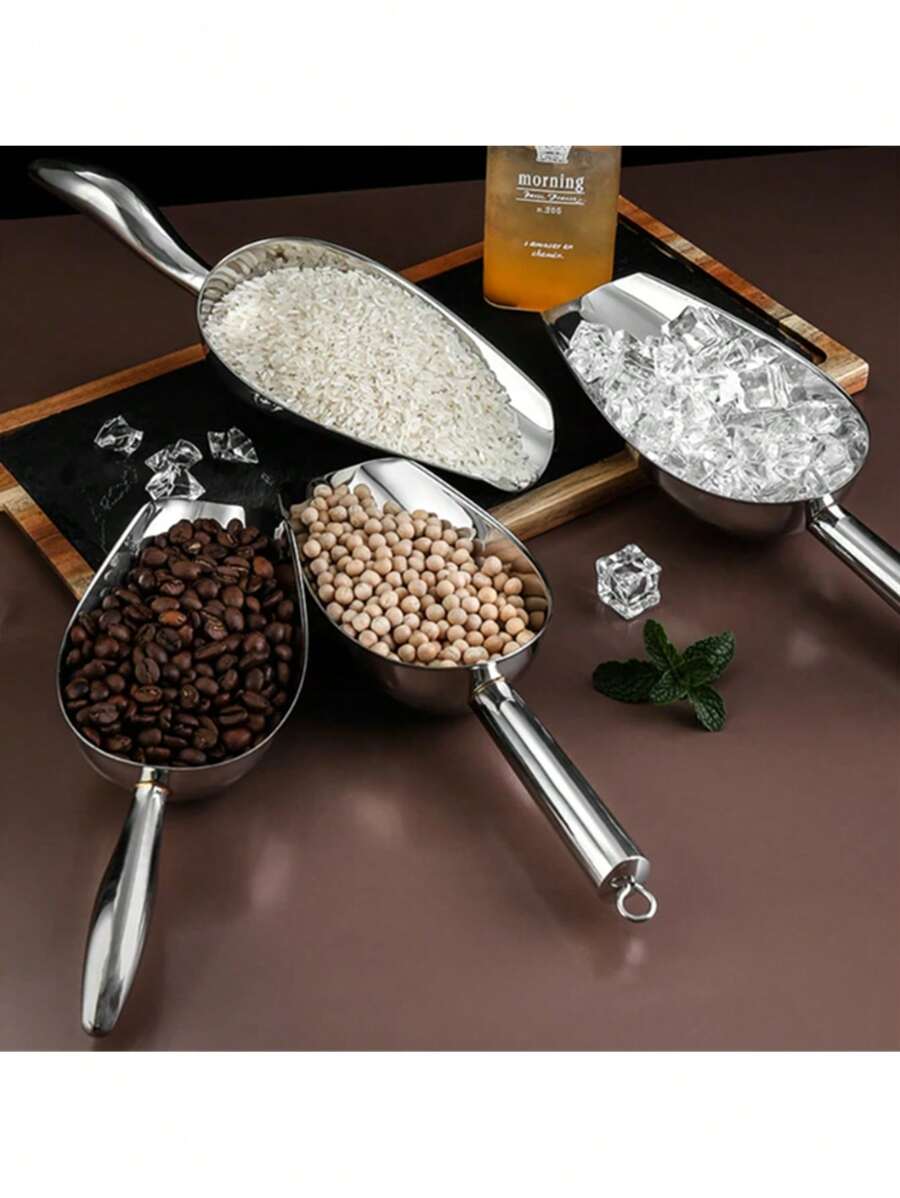 4-Size Aluminum Alloy Ice Shovel Scoop Multifunctional Grain Coffee Beans Bar Cube Scraper Measuring Spoon Kitchen Accessories