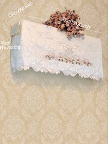 1pc Satin Jacquard Fabric Rose Embroidered Hollow-Out Exquisite Palace Style Air Conditioner Cover, Dust Cover, Suitable For All Seasons, Anti-Dirty, Home Decor, Daily Home Gathering, Festival Gathering, Banquet, Birthday, Indoor And Outdoor Home Decor, Festival Decor, Gifts, Party, Wedding Decorations, Decor, Outdoor Furniture Series, Customizable Size