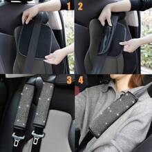 1pc Car Seat Belt Cover Shoulder Protection Set With Sparkling Rhinestone Leather Seat Belt Cover Suitable For All Cars - one-size - View 4