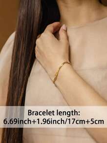 女士个性化首字母手链 - 优雅的 18K 镀金不锈钢精致链条手链，适合日常佩戴，是送给她的完美礼物，珠宝配饰 - 銀色 - 查看 9