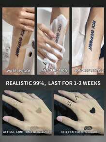 1Pc Klein Patroon Eenvoudige Geometrische Tijdelijke Tatoeages Semi Permanente Tattoo Waterdicht Zweetbestendig Blijft 1-2 Weken Realistisch Kruidensap Anti-Wrijving Niet-Reflecterend Nep Zwarte Nep Tatoeages Voor Vrouwen En Mannen Tattoo Stickers Voor Arm, Borst, Been, Buik, Taille, Vinger, Nek Modernistische Body Art