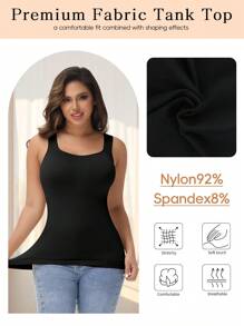 Camisola de compresión para mujer, moldeadora de cuerpo, moldeadora de cintura, moldeadora de abdomen firme, sin costuras, con cuello cuadrado - Negro - Ver 5