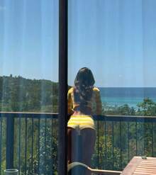 Women's Summer Knitted Striped Top Shorts Two-Piece Set, Women's Beach Wear - Yellow - View 3