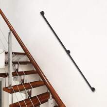 YUNRUX 200cm/6.6Ft Handrails Handrail Black Railing With Non-Slip Stair Railing - Black - View 1