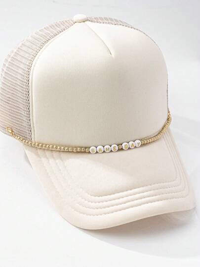 1pc Women's Fashionable Pearl Hat Chain, Elegant And Stylish Jewelry Hat Accessory