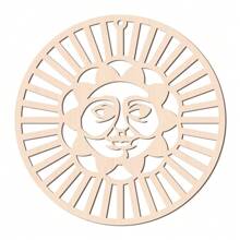 MAGICALCUTDIE 1pc Laser Cut Wooden Wall Sculpture Torus Wall Art Home Decor Meditation Symbol Flat Round With Face BurlyWood 31x0.6cm Sewing Storage - Beige - View 7