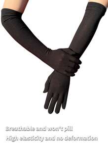 Gants longs pour femmes pour soirée, gants d'opéra en satin noir, gants haute élasticité qui ne se déforment pas et remontent jusqu'aux coudes