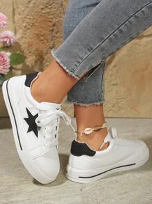 New Casual Versatile Girl's White Sneakers, Lightweight Non-Slip Student Running Sports Shoes, Soft Sole Comfortable Walking Outdoor Casual Shoes