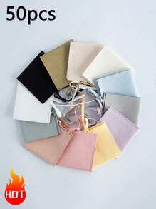 1/10/50pcs Super Fine Fiber Jewelry Pouches, Jewelry Packaging Bags, Jewelry Gift Bags, Wedding Birthday Party Candy Bags, Earrings Bracelet Necklace Compact Storage Bags, Party Holiday Gift Wrapping Bags - Microfiber Full Cover - View 3