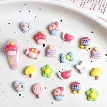 20pcs Random Colorful Candy Charms Set Handmade Resin Casting With Glittering Butterflies, Stars & Heart Charms For DIY Crafts & Jewelry Making - Style 1 - View 4