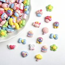 20pcs Random Colorful Candy Charms Set Handmade Resin Casting With Glittering Butterflies, Stars & Heart Charms For DIY Crafts & Jewelry Making - Style 1 - View 5