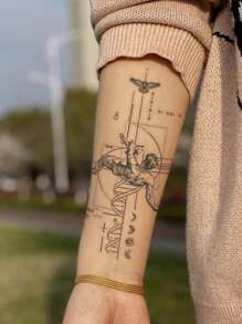 Tatuaje temporal de ángel caído, tatuaje impermeable, dura hasta 15 días, tatuaje falso, tatuaje semipermanente de ángel caído