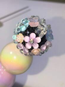 10pcs/Pack Heavy Duty Resin Plastic Beads, Full Sparkling Rhinestone Small Flower Butterfly Faux Pearl Black Rhinestone DIY Handmade Beads For Crafting, High-End Gift