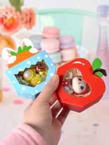 10pcs/5pcs/1pc Super Cute & Adorable Fruit Shaped Gift Boxes With Transparent Window, Creative Pineapple, Apple, Carrot Design High Quality Paper Boxes, Great For Party Gifts, Small Items Storage, Desk Decor, Room Decor, Fun Little Box, Ideal Surprise Gift, Thoughtful Choice For Stylish Parents To Spread Love & Joy, Perfect Party Decoration