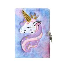 1pc Unicorn Plush Diary: A Magical Fuzzy Journal Notebook With Lock For Students & Adults - Perfect Birthday Gift School, Student, Stationery, School Supplies, Kids Toys, Toys, Diary,Journal Kids,Kids Note Book,Notebooks For Girls