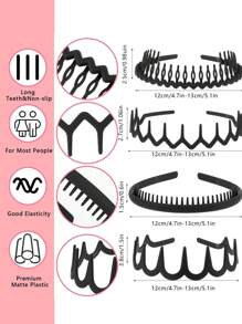 4pcs/8pcs Black Matte Hair Hoops Clips Headbands For Women