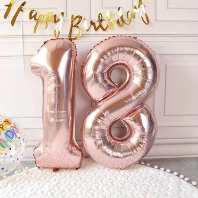 1 pezzo Palloncino con numero in oro rosa, per festival, compleanni, matrimoni o decorazioni per feste, Natale