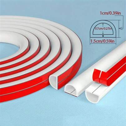 1pc 1m/2m/3m Long 15mm Wide PVC Cord Management Channel, Invisible Decorative Wire Cover, Anti-Step Protector, Adhesive Soft Cable Raceway With End Caps