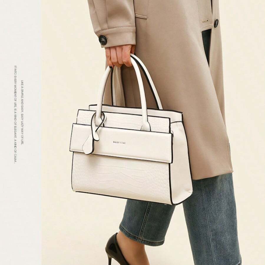 Retro Ladies' Shoulder Handbag Messenger Bag Texture Large Capacity Mother And Child Bag - 白色 - 查看 1