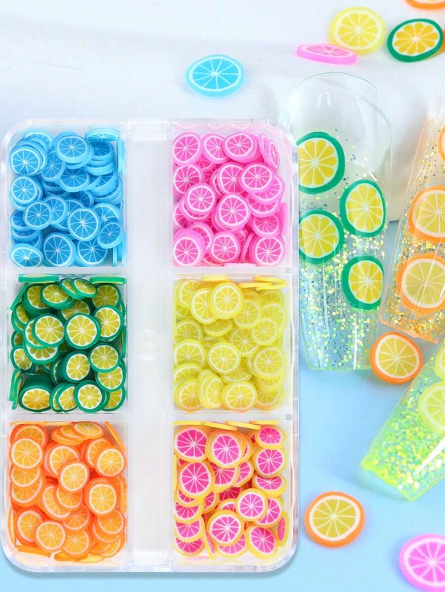 6 شرائح طين ناعمة، بتصميمات قلب وفاكهة وزهرة لتزيين الأظافر، ملصقات أظافر رقيقة، ديكور أظافر جل، مواد ملء طين بلوري، إكسسوارات وجواهر للأظافر