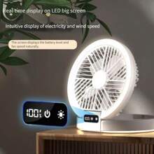 1pc Ultra-Thin Folding Fan,Small Size,Easy To Carry,Screen Display Mode,Can Be Applied To Different Scenes Such As Desktop, Wall Hanging, Hanging, Outdoor. - White - View 3
