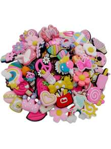 30pcs/50pcs/100pcs 粉色时尚女孩系列随机鞋饰（非单件插饰） - 彩色 - 查看 4