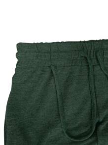 Women's Woolen Pants With Waistband, Yoga Sports Pants, Wide Legs, High Waist, Casual Sleepwear Pants, Comfortable And Elastic Sports Leisure Pants With Pockets - 綠色 - 查看 7