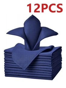 2/6/12 piezas Servilletas de color liso de poliéster, adecuadas para restaurantes, cocinas, bodas, banquetes, decoración de manteles, 40x40cm