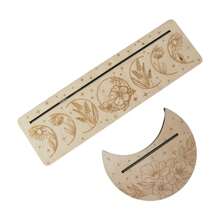 Soporte de madera para cartas de tarot con forma de luna y base rectangular, de 24,7 x 7,3 cm, para herramientas de adivinación de brujas