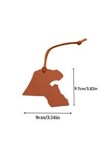 1pc Custom Name Text Solid Color PU Leather Simple Cute Map Pattern Car Keychain, Bag Charm - Multicolor - View 7